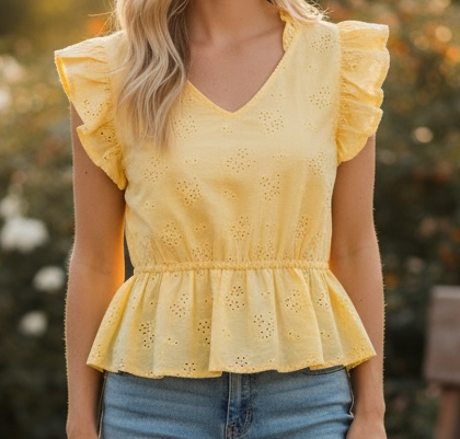 Yellow peek puff top