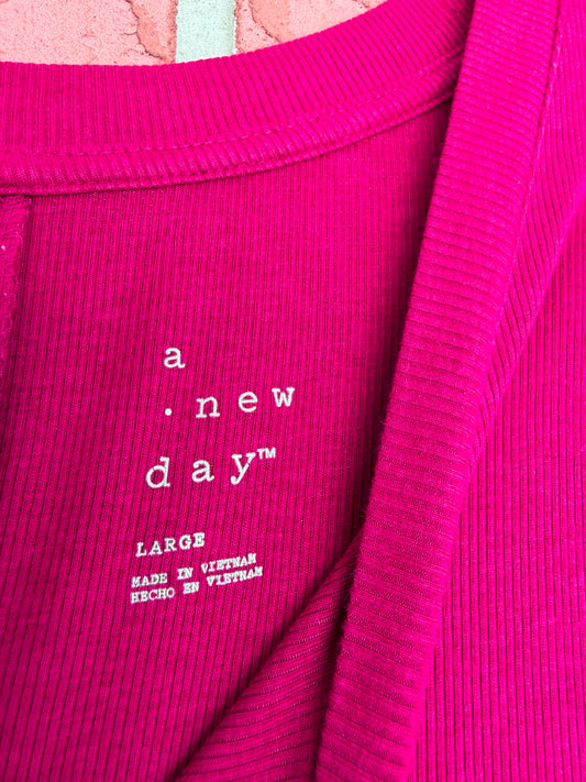 A New Day Dark Pink Ribbed Dress