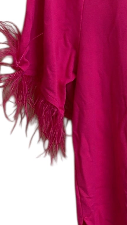 For Cynthia hot pink feather sleeve top