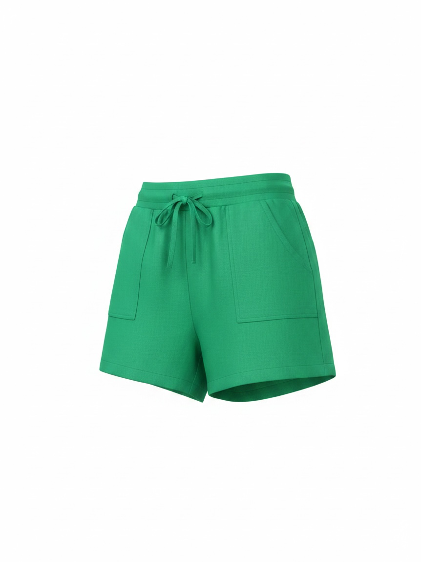 Green drawstring shorts pockets