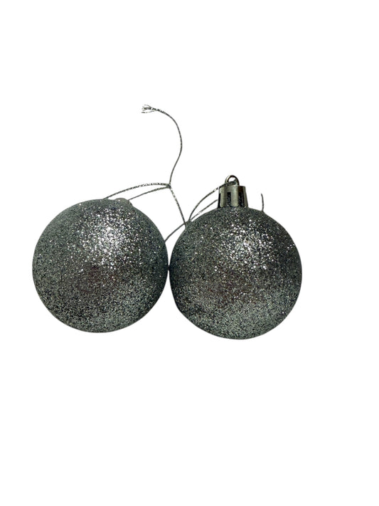 Set of small, silver glitter ornaments