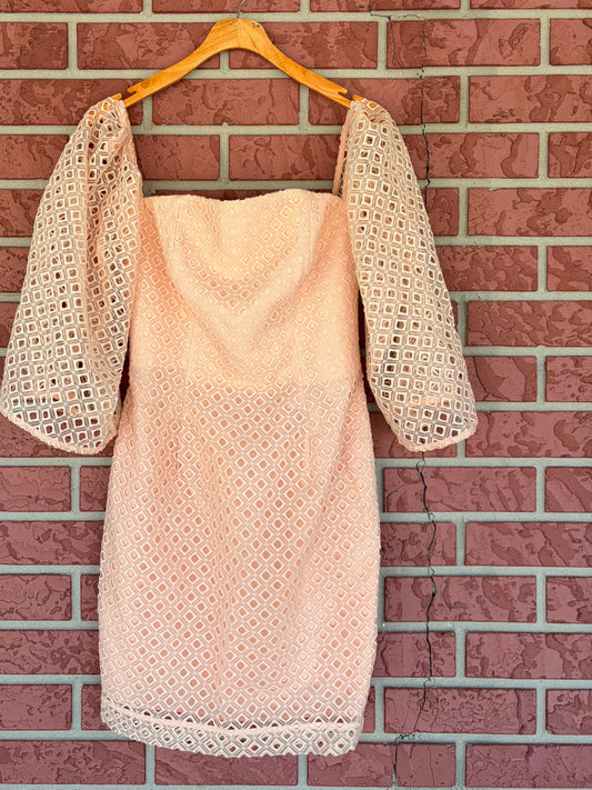 Keepsake peach puff sleeve dress