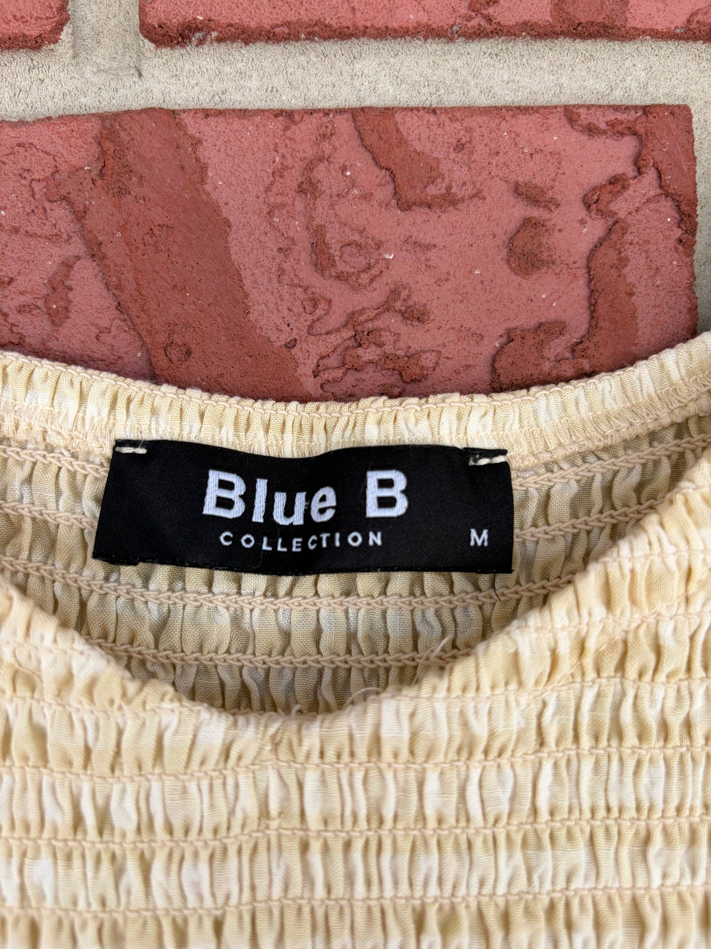 Blue B yellow long sleeve gingham dress