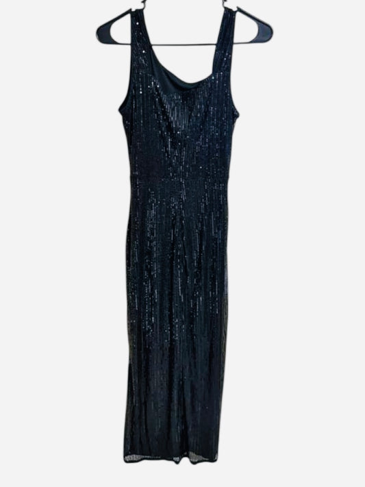322 Grace Karin black sequins maxi dress