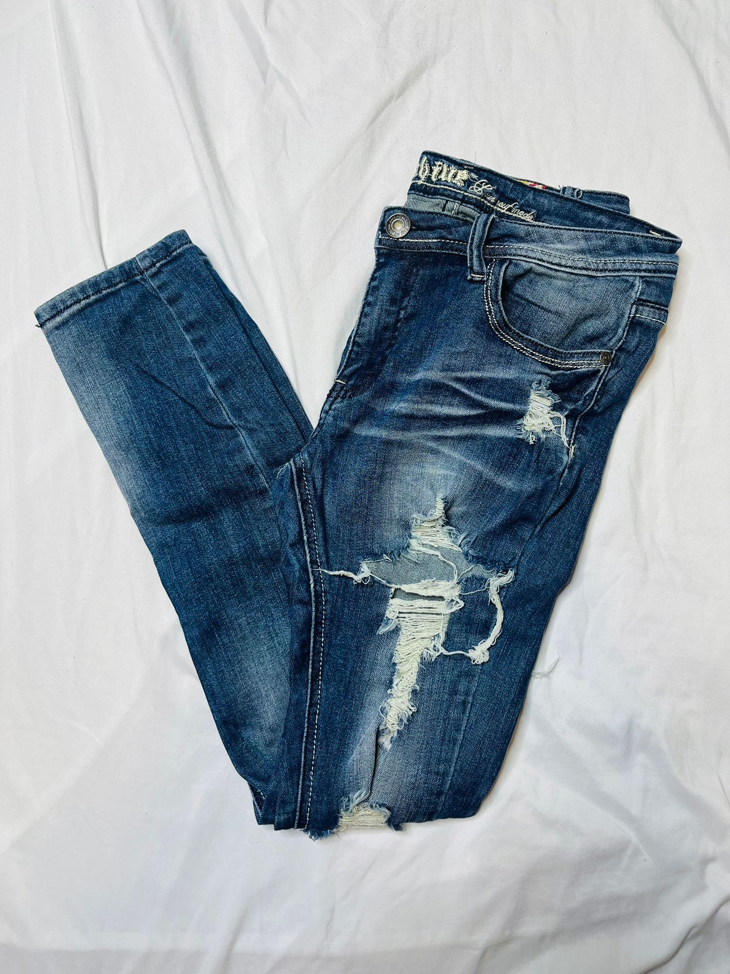 Machine denim jeans