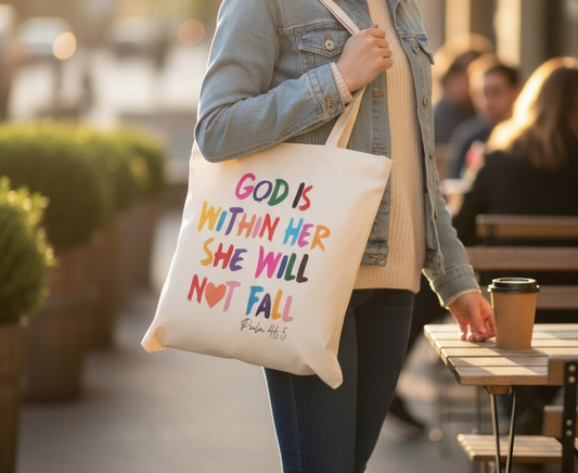 God is within her she will not fail canvas bag