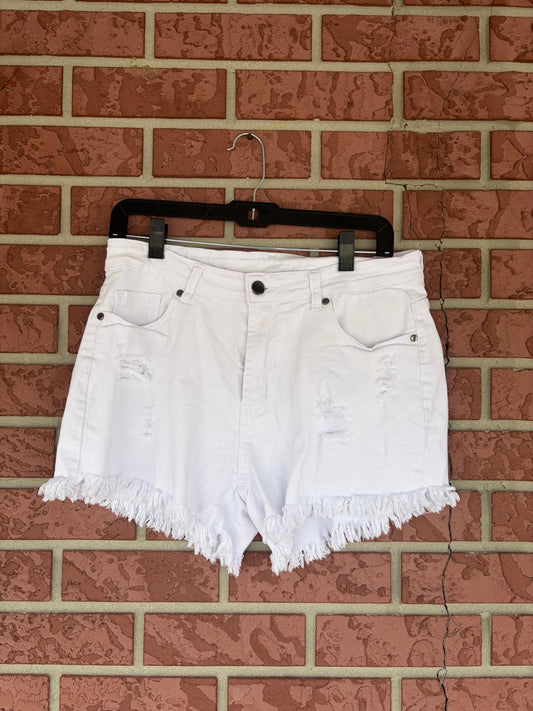 White fringe shorts