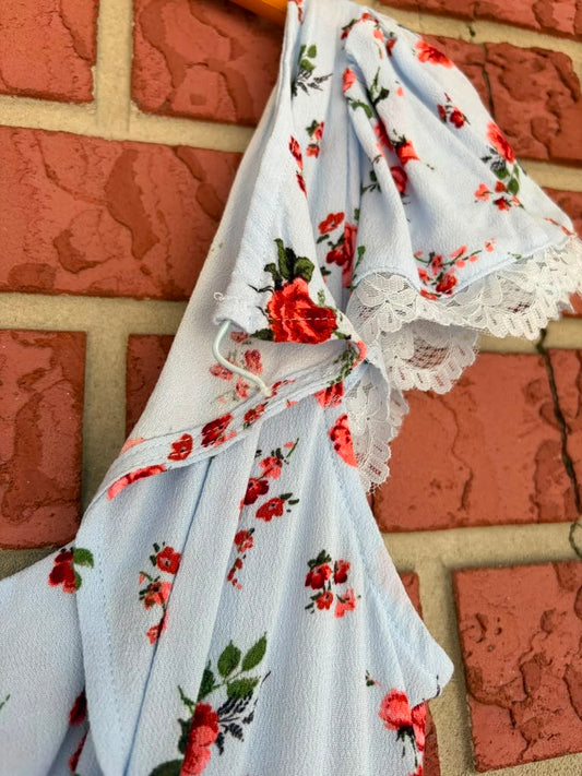 Wild Fable Blue Ruffle Rose Dress