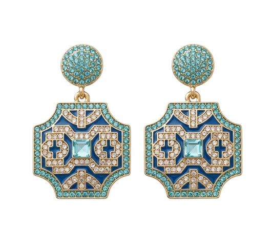 Night out green statement earrings