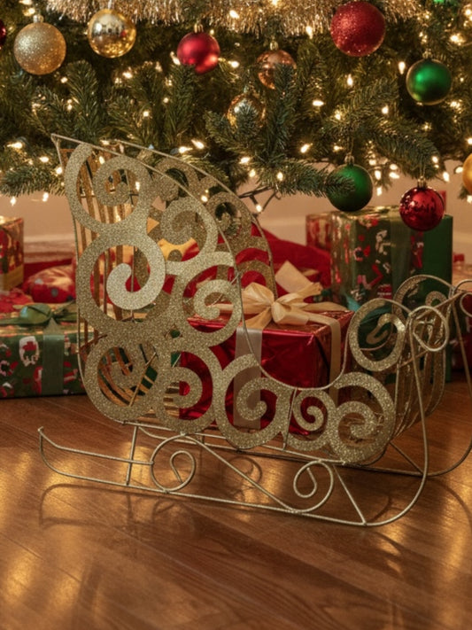 Large gold glitter sleigh