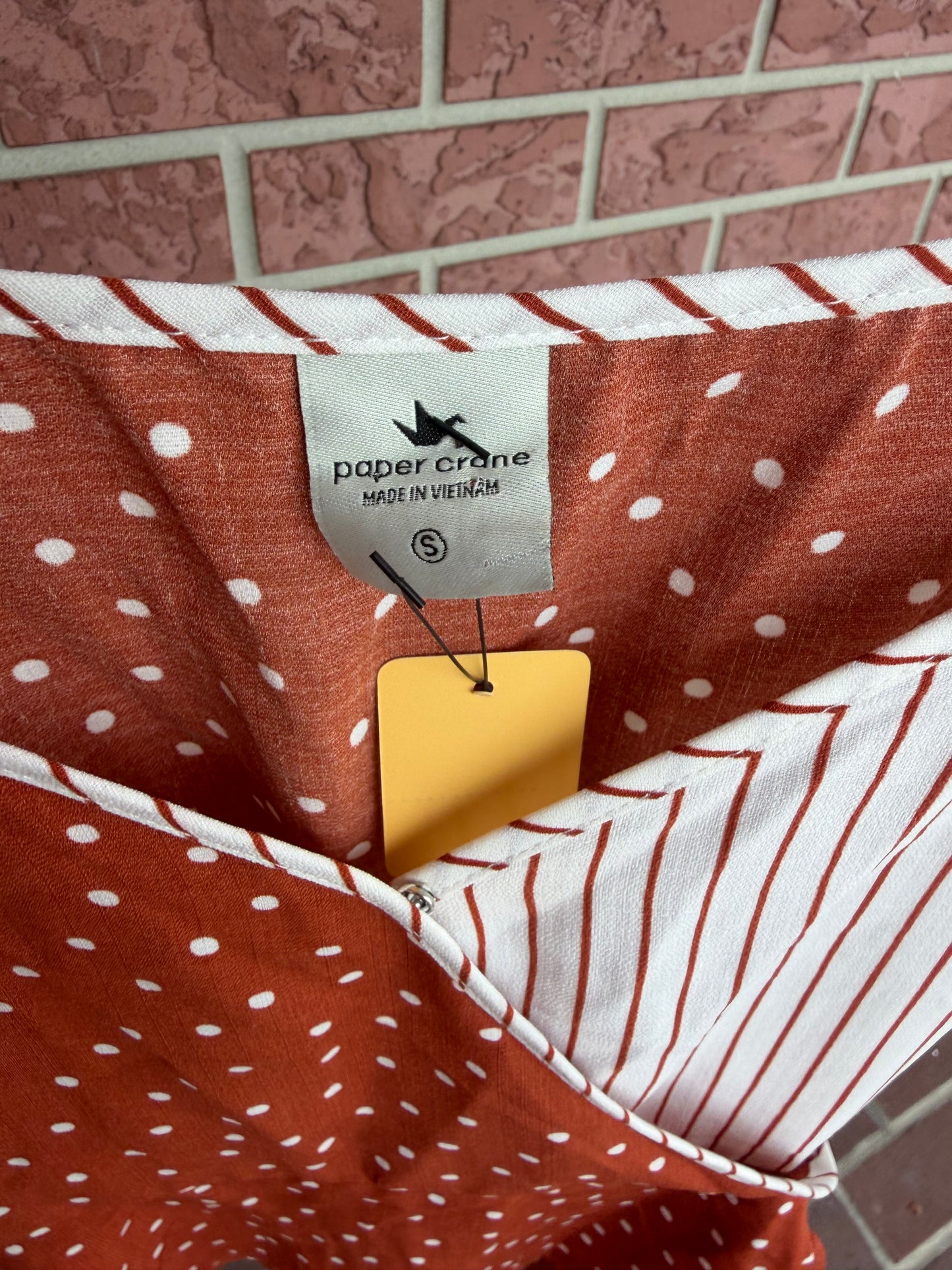 Paper Crane brown polka dot top