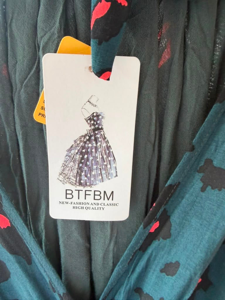 BTFBM cheetah dress green pink
