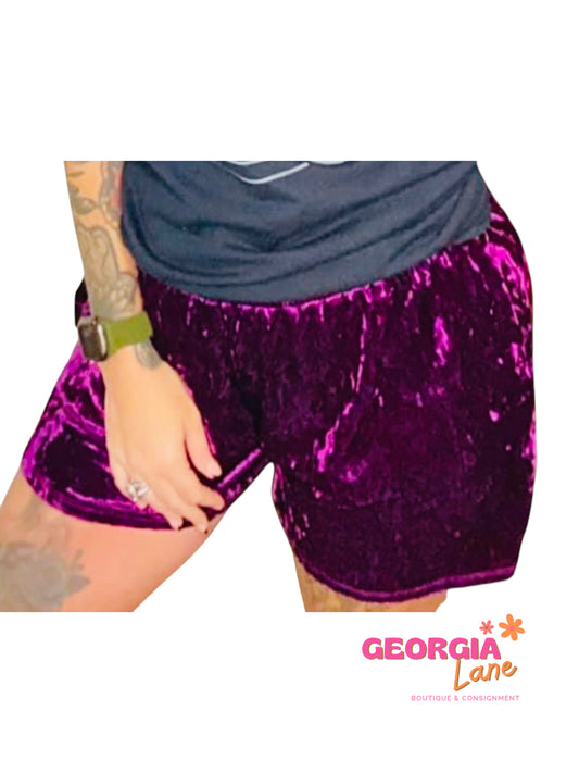 Purple Love Velvet Concert Shorts