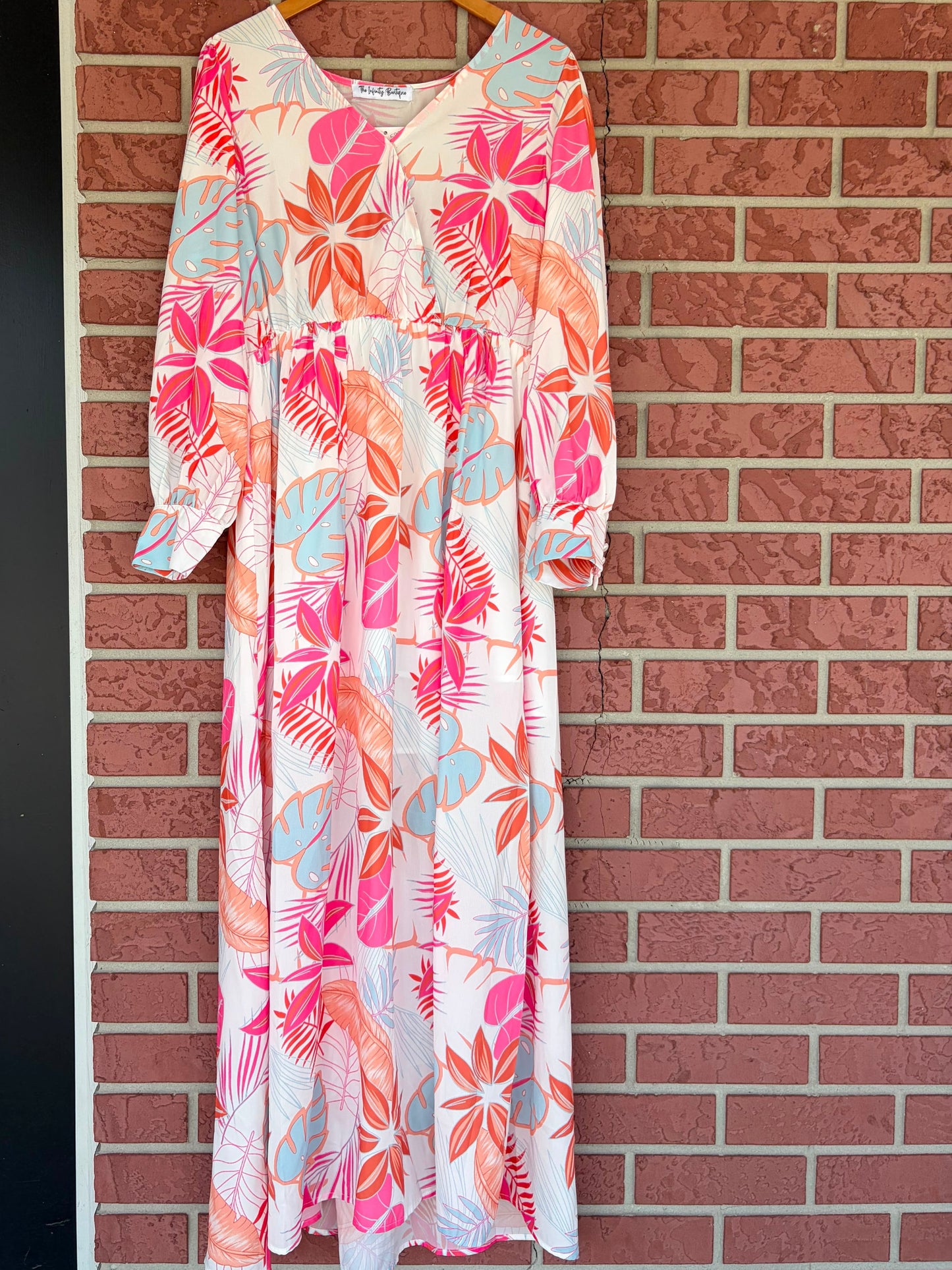 Infinity Boutique pink orange floral maxi dress