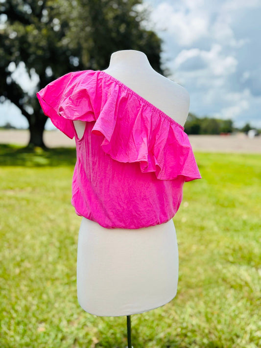 A new day hot pink ruffle top