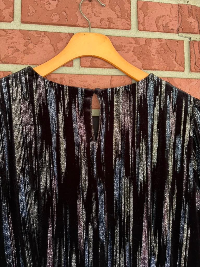 MSK Glitter Multicolor Velvet Long Sleeve Dress