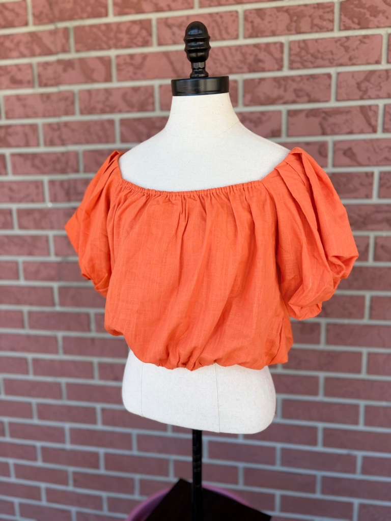Puff sleeve orange crop top