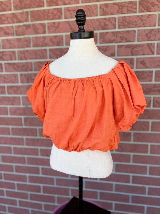Puff sleeve orange crop top