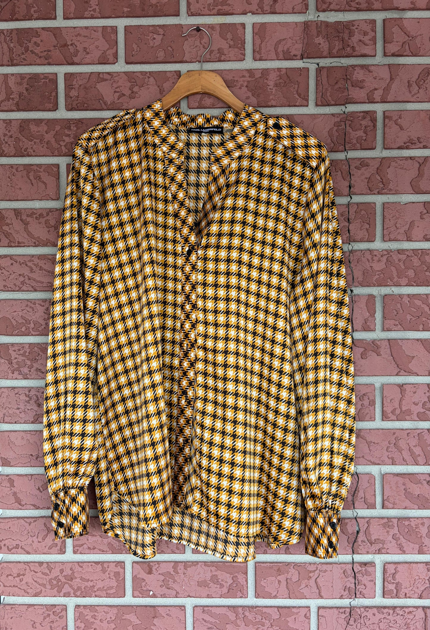 12026 Karl Lagerfeld Yellow Picnic Designed Long Sleeve Top