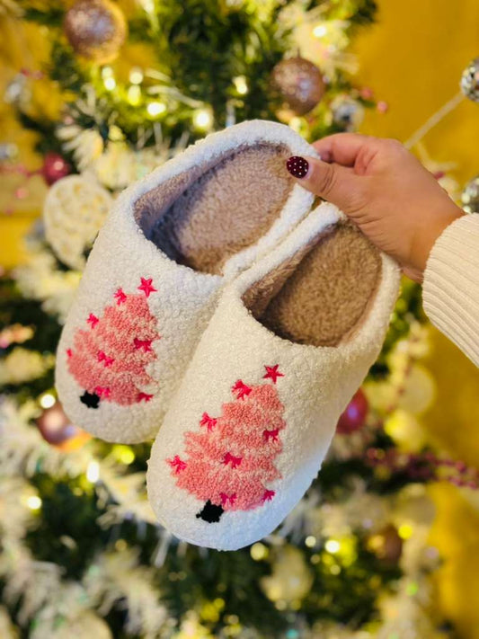 Pink Christmas tree Slippers