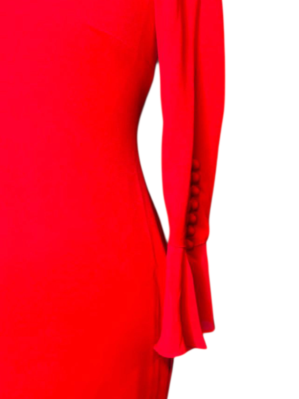 Calvin Klein red ruffle sleeve dress