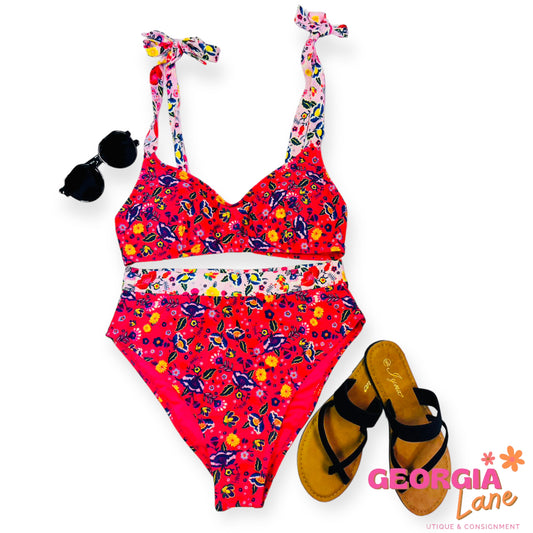 Hot Pink Floral swimsuit
