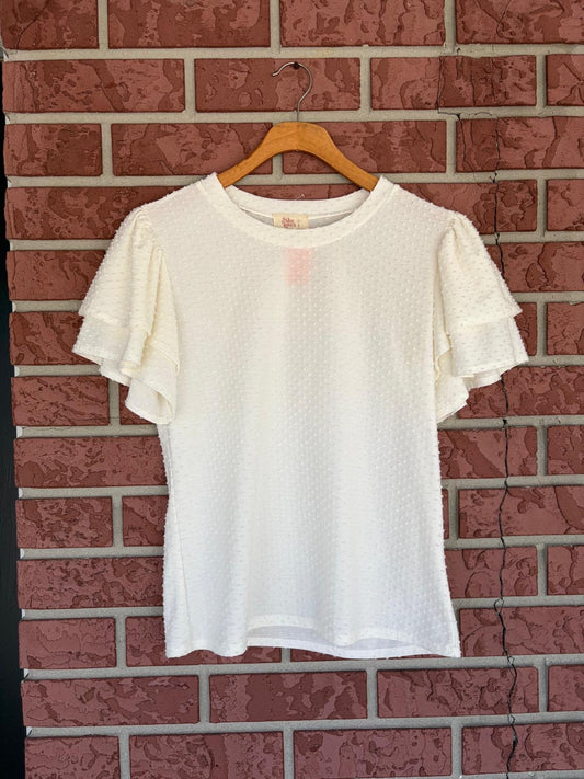 If She Loves White ruffle sleeves top