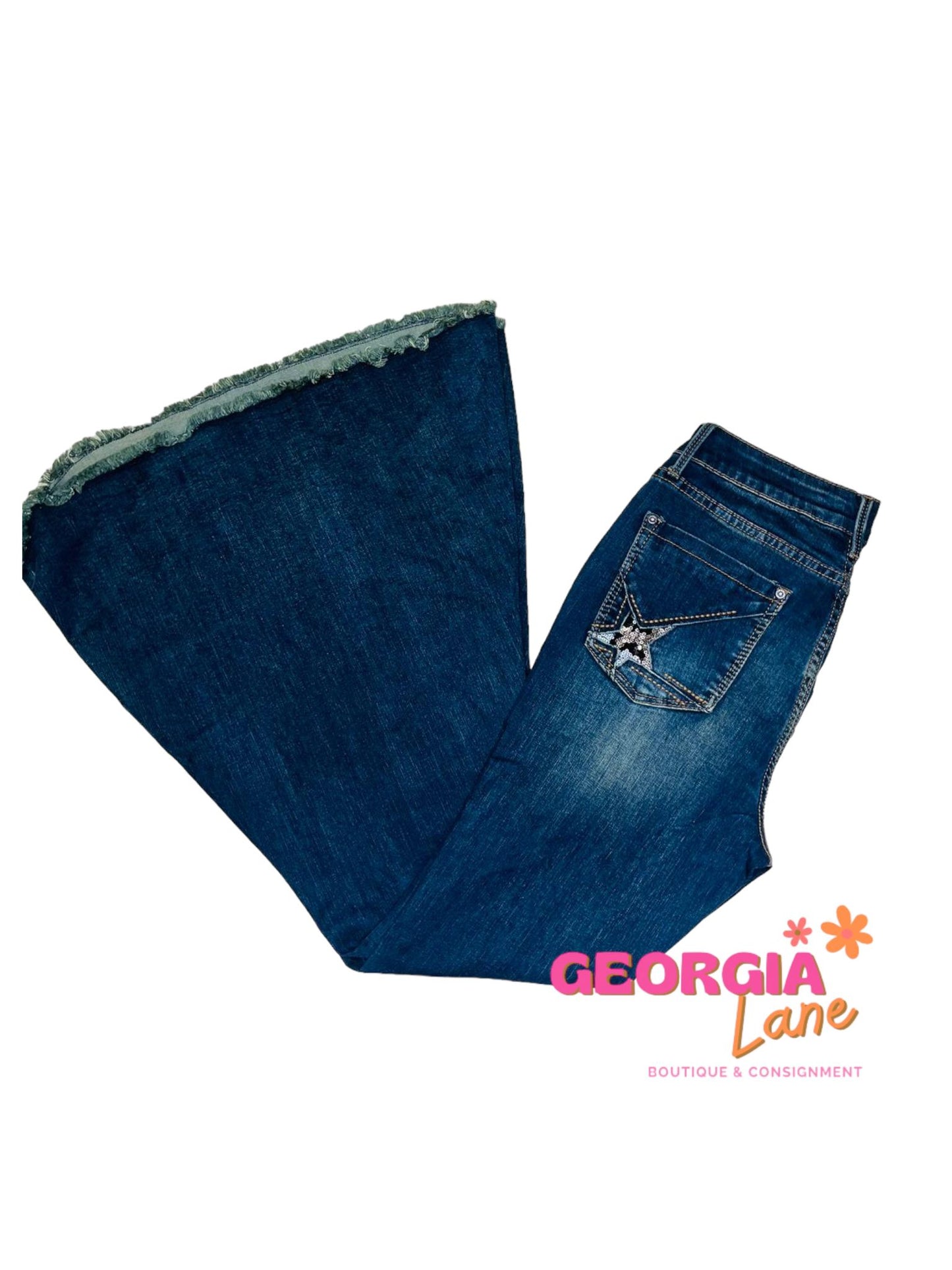 Rustic Grace bell bottom jeans