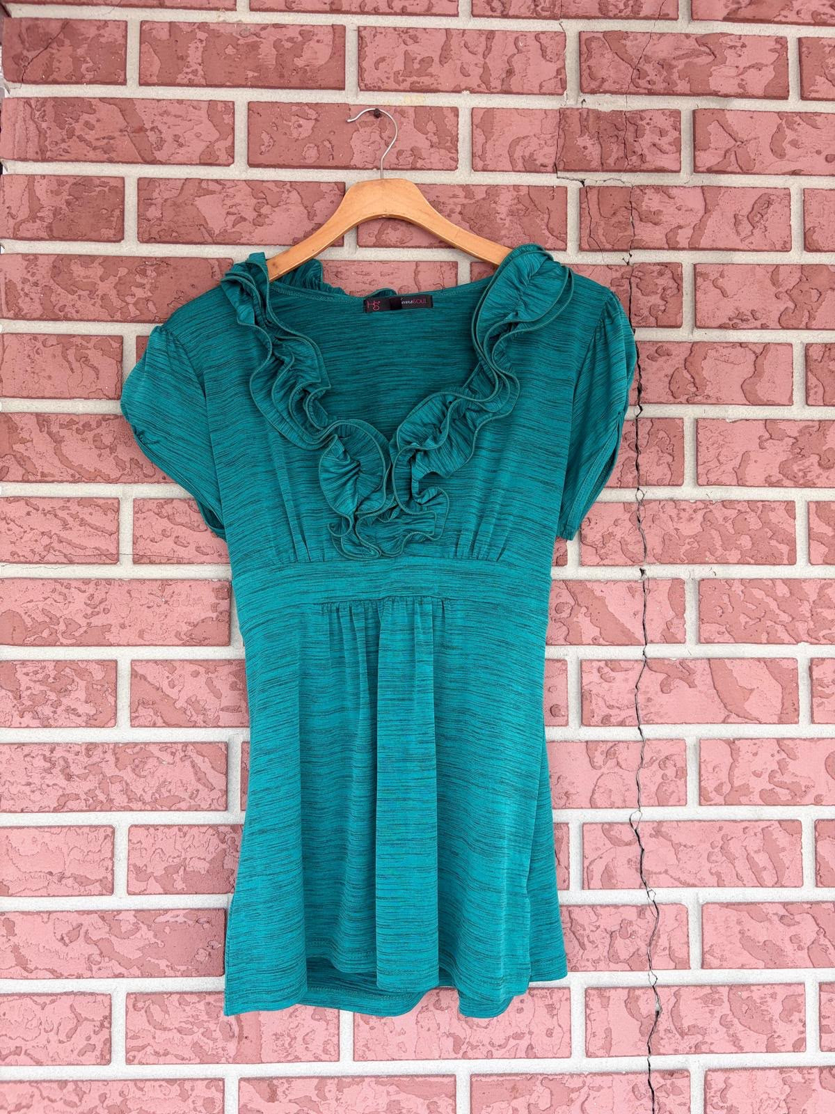 HeartSoul Teal Ruffle Top