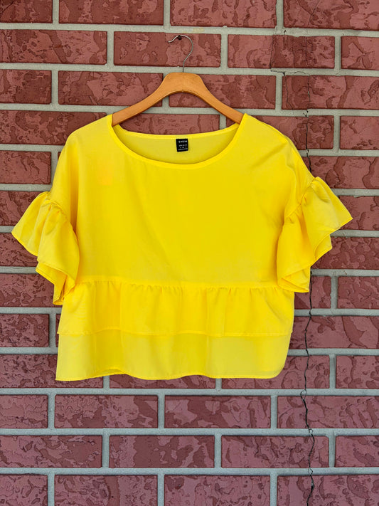SHEIN yellow ruffle crop top