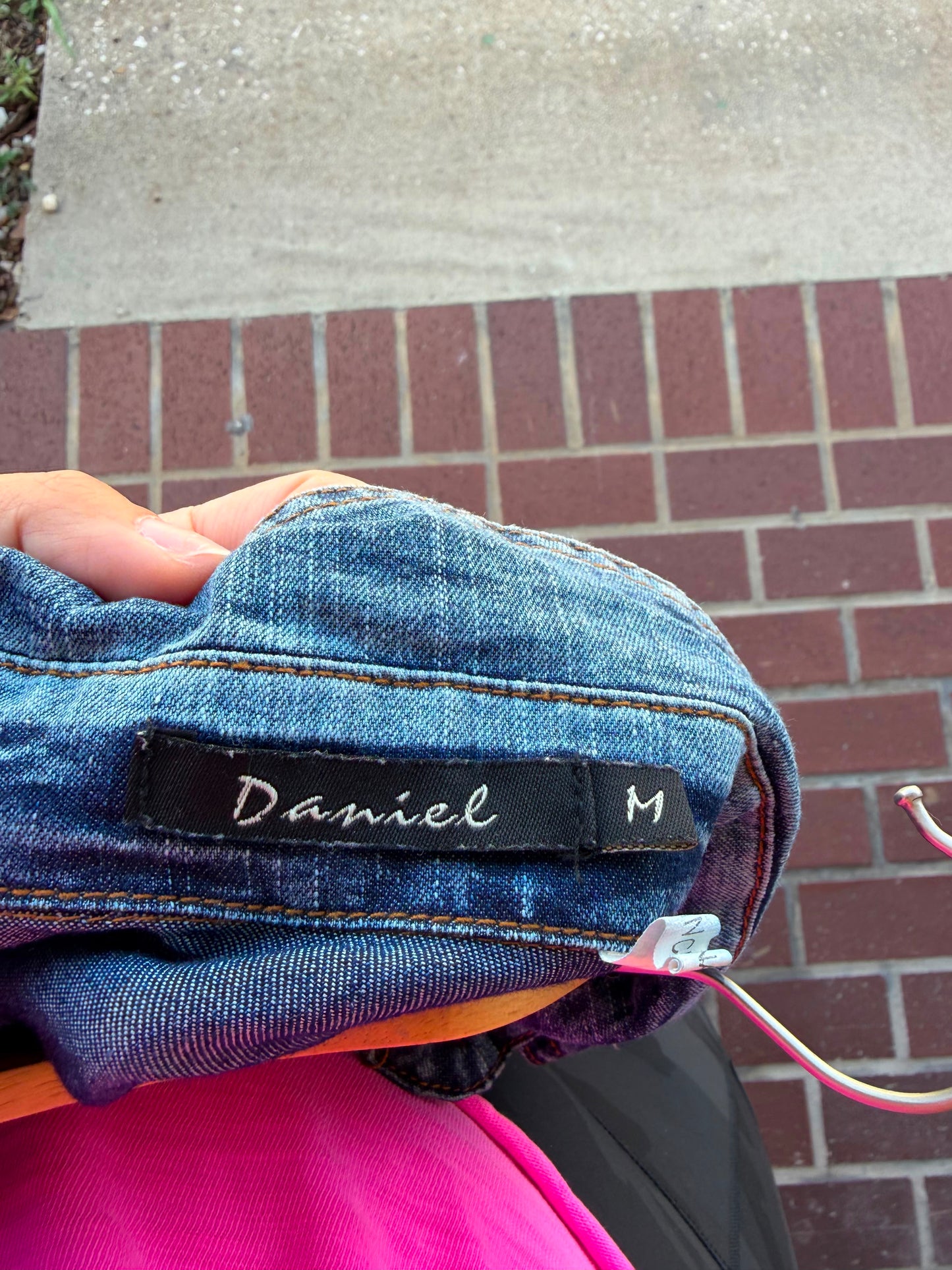 Daniel red and denim floral button up