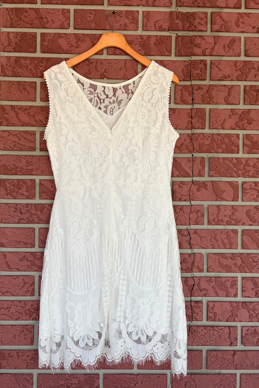 MSLG White Lace Dress