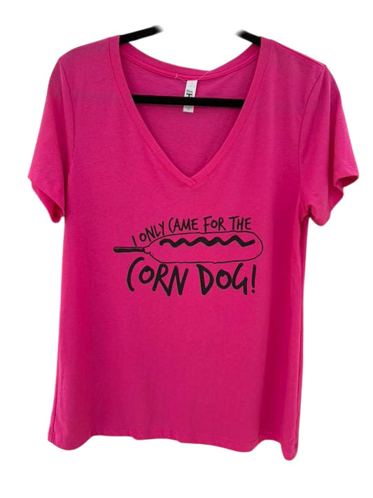 Hot pink here for the corn dog tee
