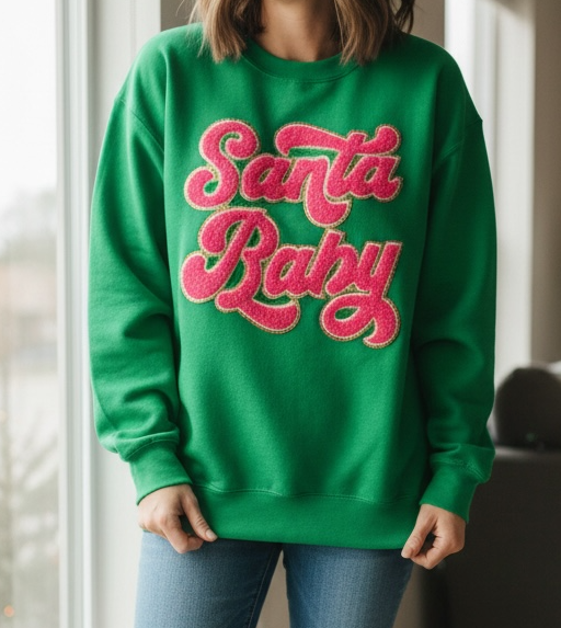 Santa Baby chenille sweatshirt