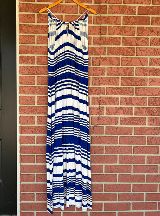 Milly blue white striped maxi dress