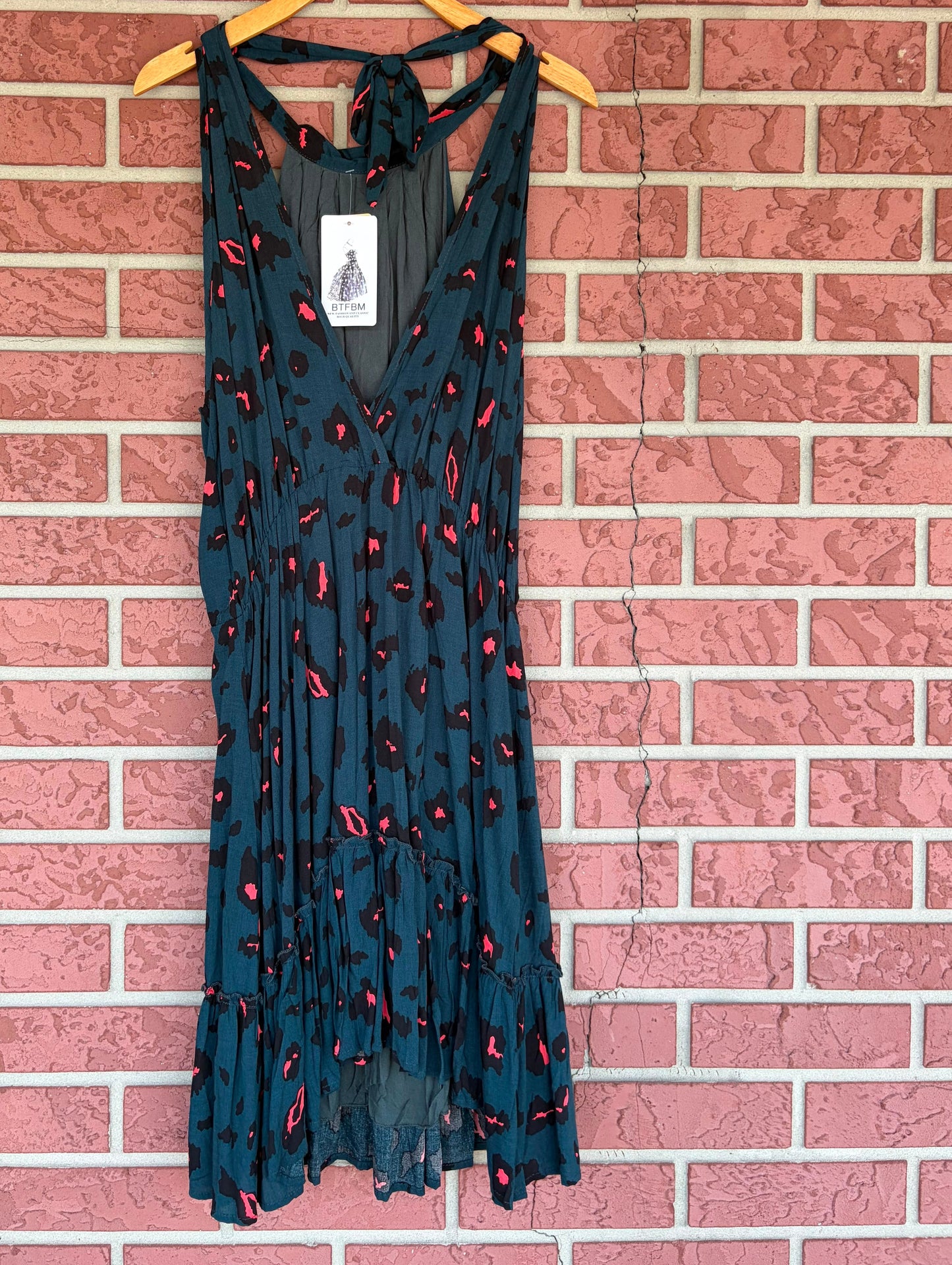 BTFBM green pink cheetah dress
