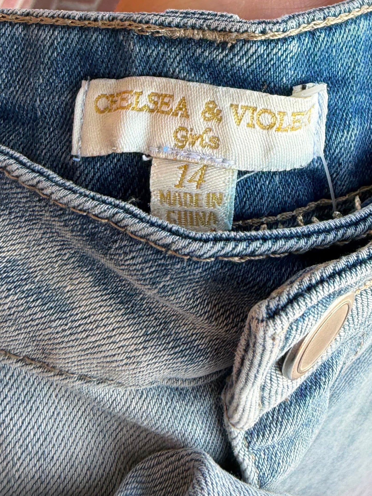 Chelsea & Violet Light Wash Fringe Jeans