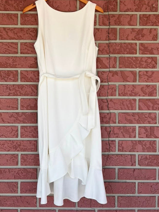 Calvin Klein white belted dress