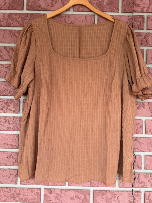 550 Tan square neck ruffle sleeve top