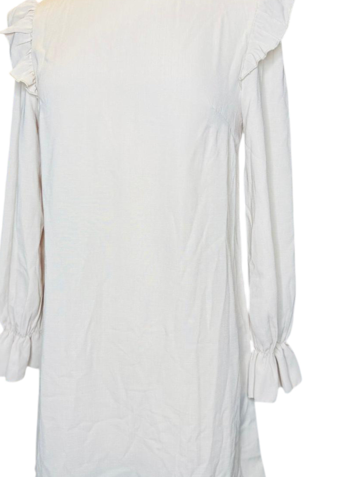 Shein ruffle long sleeve cream dress