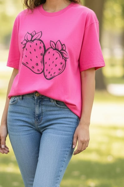 Hot Pink Strawberry simple life Tshirt