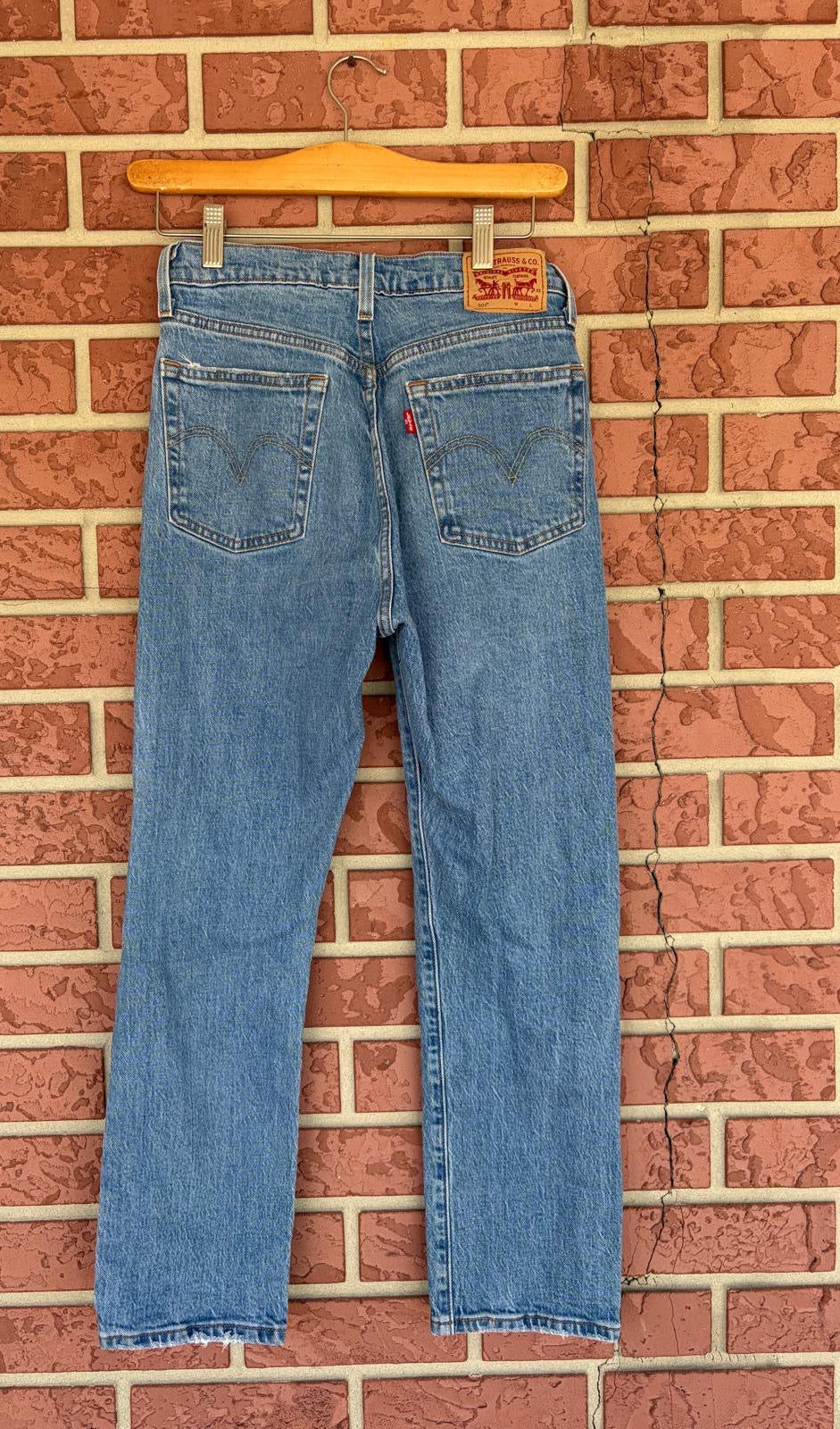 Levi Distressed Straight Leg Jeans