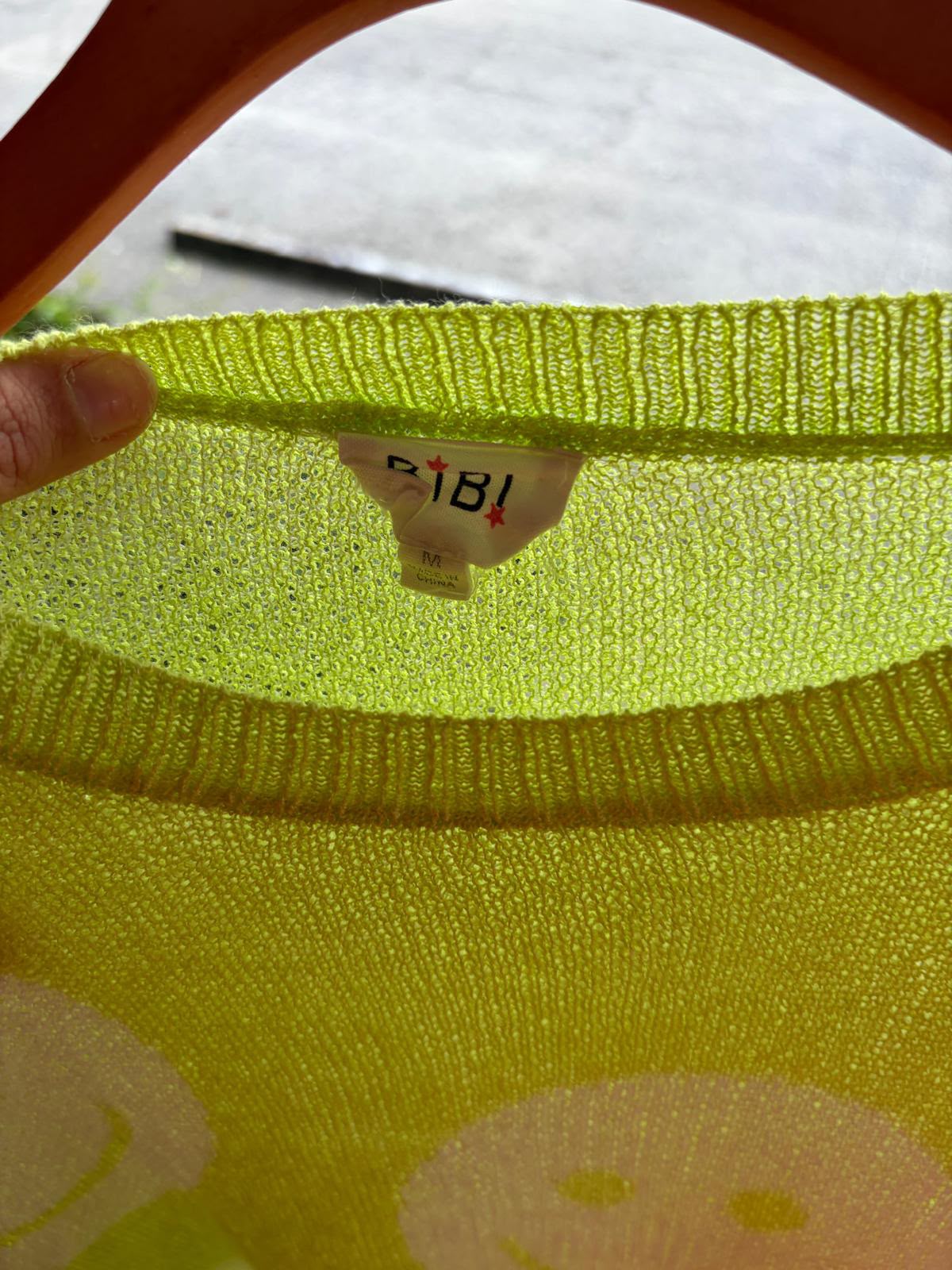 BiBi Neon Green Smiles Sweater Top