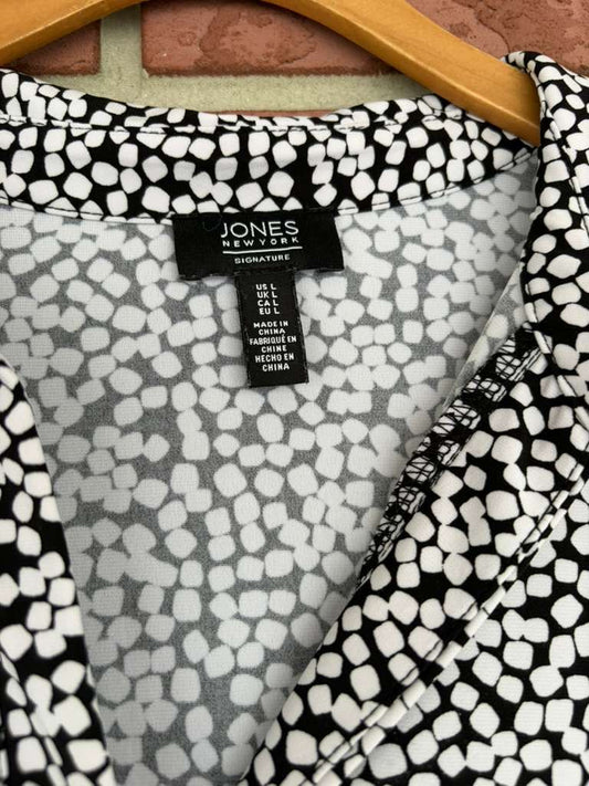 Jones New York Black and White Long Sleeve Top