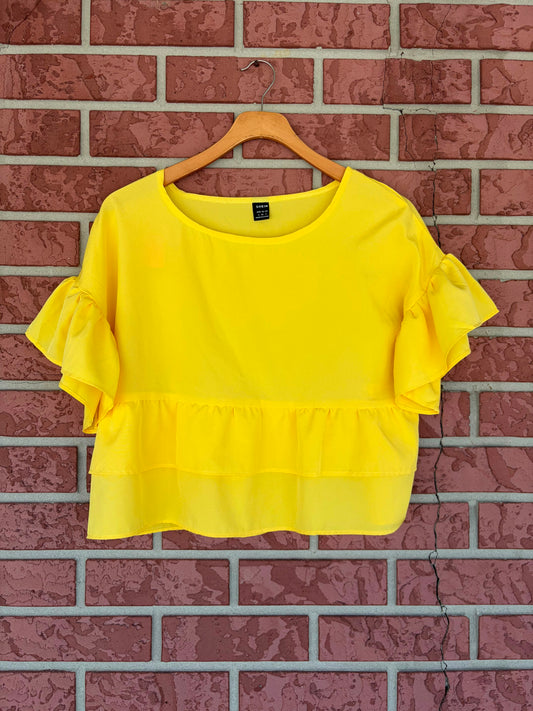 SHEIN yellow ruffle crop top