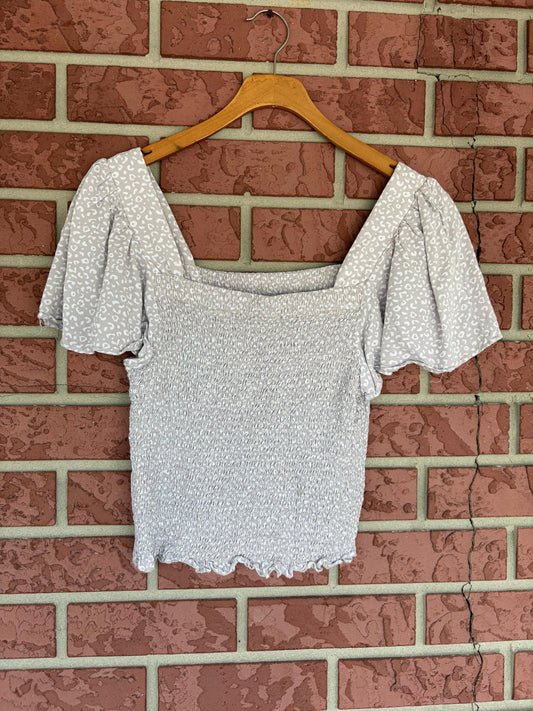 Japna smocked top fair blue grey