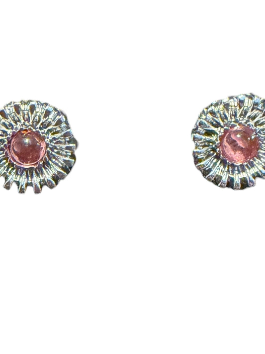 Western pink jeweled silver tone earrings
