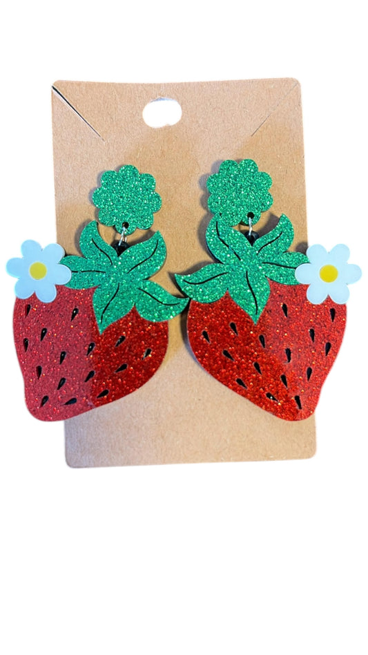 Strawberry in bloom earrings 
