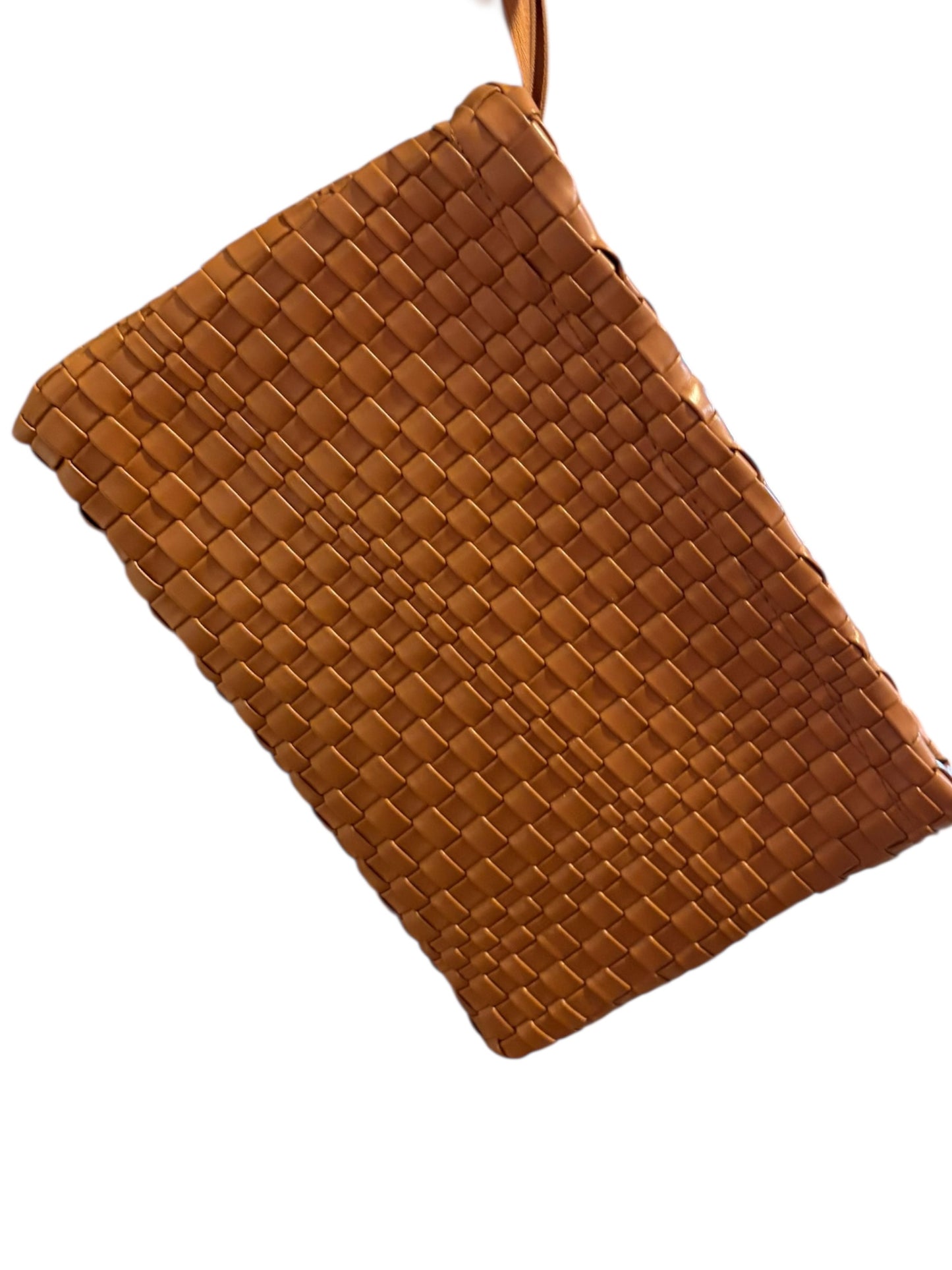 Tan croc wristlet