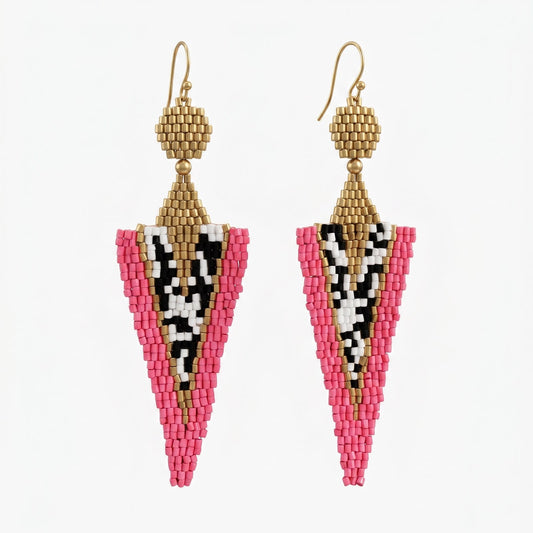 Hot pink bead earrings